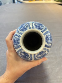 Five Chinese blue and white vases, Kangxi/Qianlong