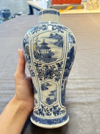 Five Chinese blue and white vases, Kangxi/Qianlong