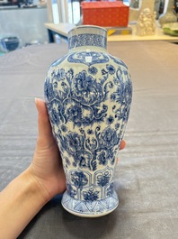 Five Chinese blue and white vases, Kangxi/Qianlong