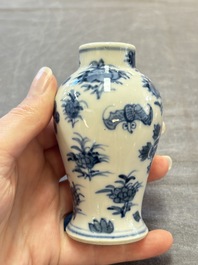 A collection of 17 Chinese blue, white and famille rose wares, Kangxi/Qianlong