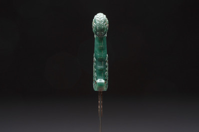A spinach jade-hilted khandjar dagger, India, 19/20th C.