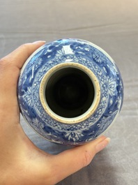 Five Chinese blue and white vases, Kangxi/Qianlong