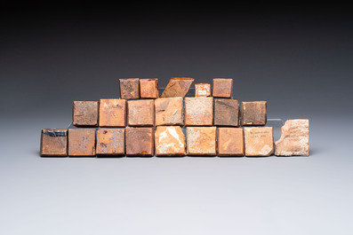 21 medieval and post-medieval slip-decorated tiles, France and Flanders, 15/18th C.