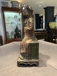 A large Chinese polychrome-lacquered and gilt bronze Daoist immortal, 17th C.