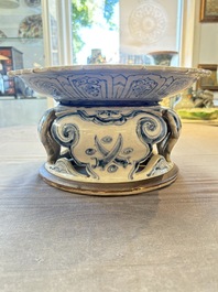 A rare Annamese or Vietnamese blue and white tazza with playing boys, 15/16th C.