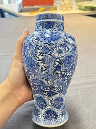 Five Chinese blue and white vases, Kangxi/Qianlong