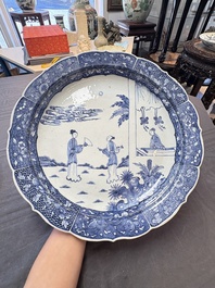 A Chinese blue and white 'Xi Xiang Ji' strainer and dish, Qianlong
