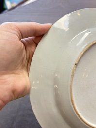A Chinese famille rose plate with figural design, Yongzheng/Qianlong