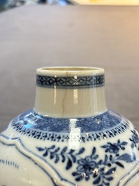 Five Chinese blue and white vases, Kangxi/Qianlong