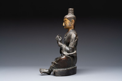 A Sino-Tibetan parcel-gilt-bronze figure of a Bodhisattva, 19/20th C.
