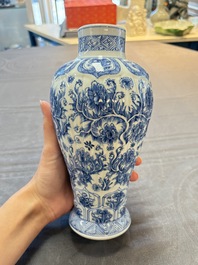 Five Chinese blue and white vases, Kangxi/Qianlong