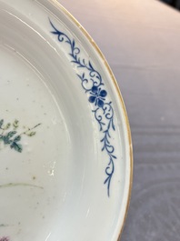 A Chinese famille rose plate with a bird and butterfly among blossoming branches, Yongzheng mark, Republic
