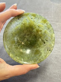 Six various Chinese agate, soapstone and serpentine wares, 19/20th C.