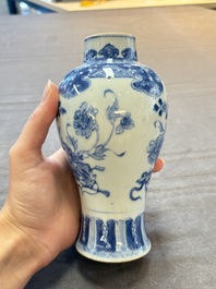 Five Chinese blue and white vases, Kangxi/Qianlong