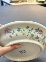 A Chinese famille rose plate with a bird and butterfly among blossoming branches, Yongzheng mark, Republic