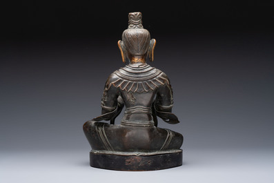 A Sino-Tibetan parcel-gilt-bronze figure of a Bodhisattva, 19/20th C.
