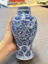 Five Chinese blue and white vases, Kangxi/Qianlong