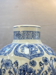 Five Chinese blue and white vases, Kangxi/Qianlong