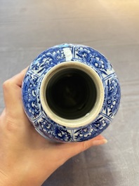 Five Chinese blue and white vases, Kangxi/Qianlong