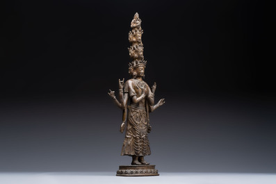 A large Tibetan copper alloy Avalokiteshvara, 17/18th C.