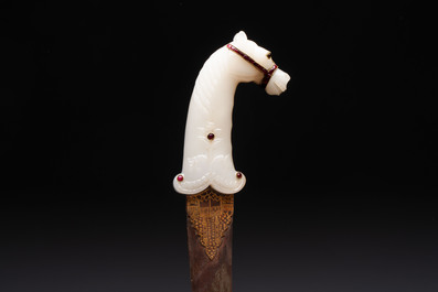 A white jade-hilted khandjar dagger, India, 19/20th C.