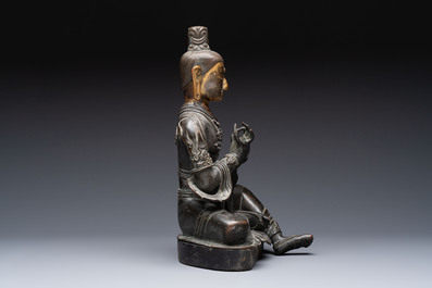 A Sino-Tibetan parcel-gilt-bronze figure of a Bodhisattva, 19/20th C.