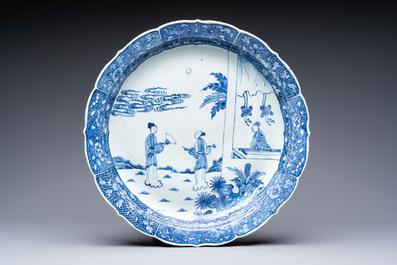 A Chinese blue and white 'Xi Xiang Ji' strainer and dish, Qianlong