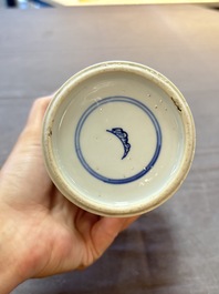 Five Chinese blue and white vases, Kangxi/Qianlong