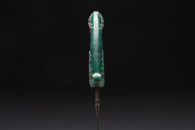 A spinach jade-hilted khandjar dagger, India, 19/20th C.