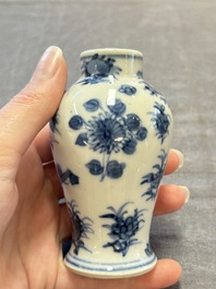 A collection of 17 Chinese blue, white and famille rose wares, Kangxi/Qianlong