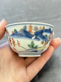 A collection of 17 Chinese blue, white and famille rose wares, Kangxi/Qianlong