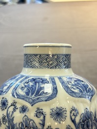 Five Chinese blue and white vases, Kangxi/Qianlong