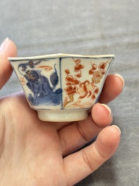 A collection of 17 Chinese blue, white and famille rose wares, Kangxi/Qianlong