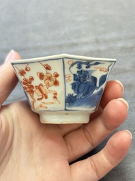 A collection of 17 Chinese blue, white and famille rose wares, Kangxi/Qianlong