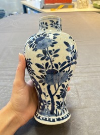 Five Chinese blue and white vases, Kangxi/Qianlong