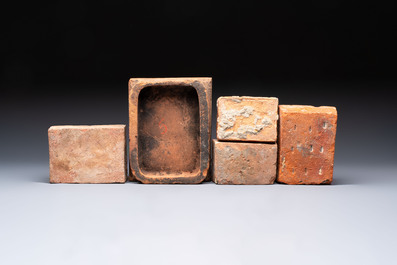 Five various European stove tiles, 18/19th C.