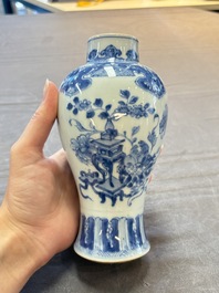 Five Chinese blue and white vases, Kangxi/Qianlong