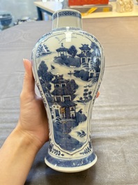 Five Chinese blue and white vases, Kangxi/Qianlong