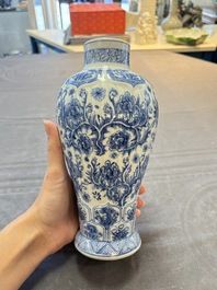 Five Chinese blue and white vases, Kangxi/Qianlong