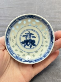 Ten Chinese blue and white cups, seven covers and eight stands, 19/20th C.