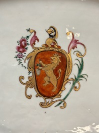 A Chinese famille rose armorial dish with an unidentified coat of arms, Qianlong