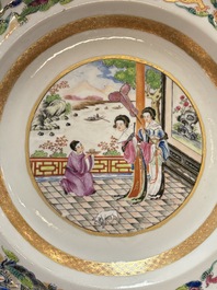 A pair of Chinese famille rose monogrammed plates, Daoguang