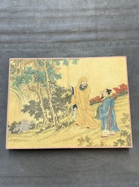 A Chinese album: 'Yuci Jingxinzhai Renwuce 御賜靜心齋人物冊', ink and colour on silk, Qianlong seal mark and of the period
