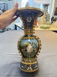 A pair of Chinese cloisonn&eacute; 'cranes' vases, Republic