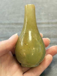 Two Chinese jade miniature bottle vases, probably Qing