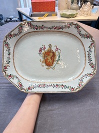 A Chinese famille rose armorial dish with an unidentified coat of arms, Qianlong