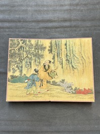 A Chinese album: 'Yuci Jingxinzhai Renwuce 御賜靜心齋人物冊', ink and colour on silk, Qianlong seal mark and of the period
