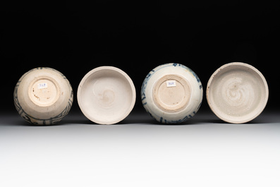 Seven Annamese or Vietnamese blue, white and polychrome wares, 16/17th C.