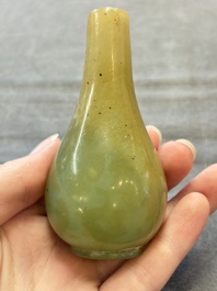 Two Chinese jade miniature bottle vases, probably Qing