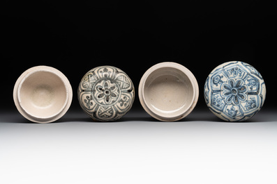 Seven Annamese or Vietnamese blue, white and polychrome wares, 16/17th C.